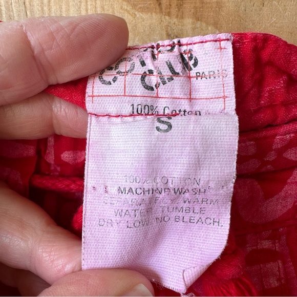 Vintage Cotton Club Red Abstract Geo Print Drawstring Pull on Pants - Picture 7 of 8